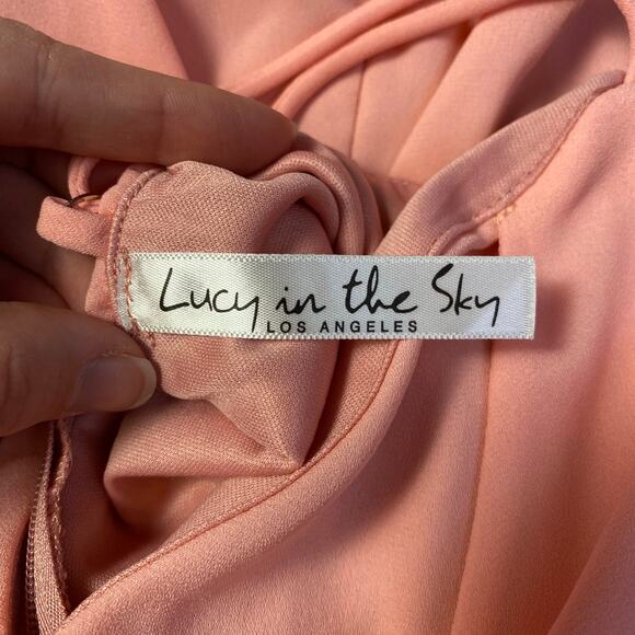 Lucy in the Sky Cutout Chiffon Dress in Coral Pink Size M Party Flirty Ruffle - Picture 2 of 10